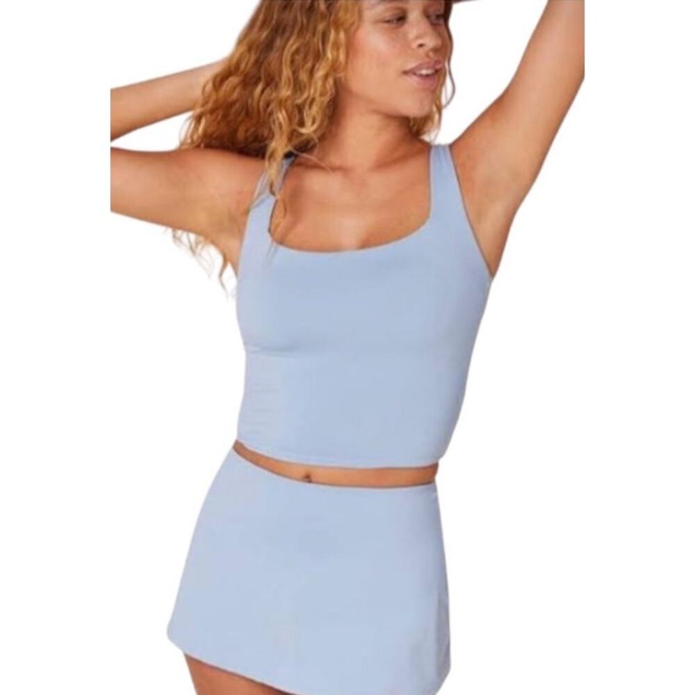 NWT Andie Swim The Skirt Skort Bikini Bottom Pool Blue Large Beach Travel Resort